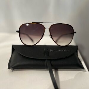 John Varvatos Brown Aviator Sunglasses with Black Case